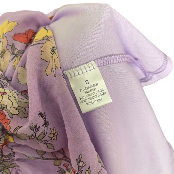 Shero Small Midi Dress Long Flowy Floral Purple Off the Shoulder Lavender - Picture 3 of 13